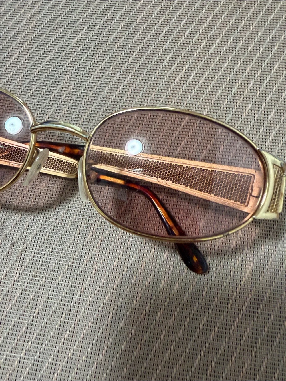 Gold Metal Frame Women's Sunglasses with Light Pink Lenses bifocals